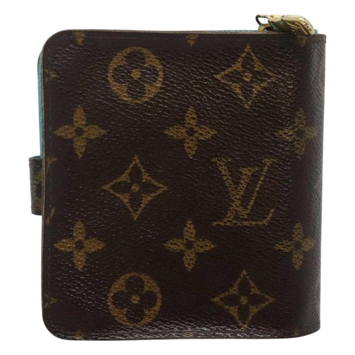 LOUIS VUITTON Monogram Groom Compact Zip Wallet Blue M60036 LV Auth hk2238