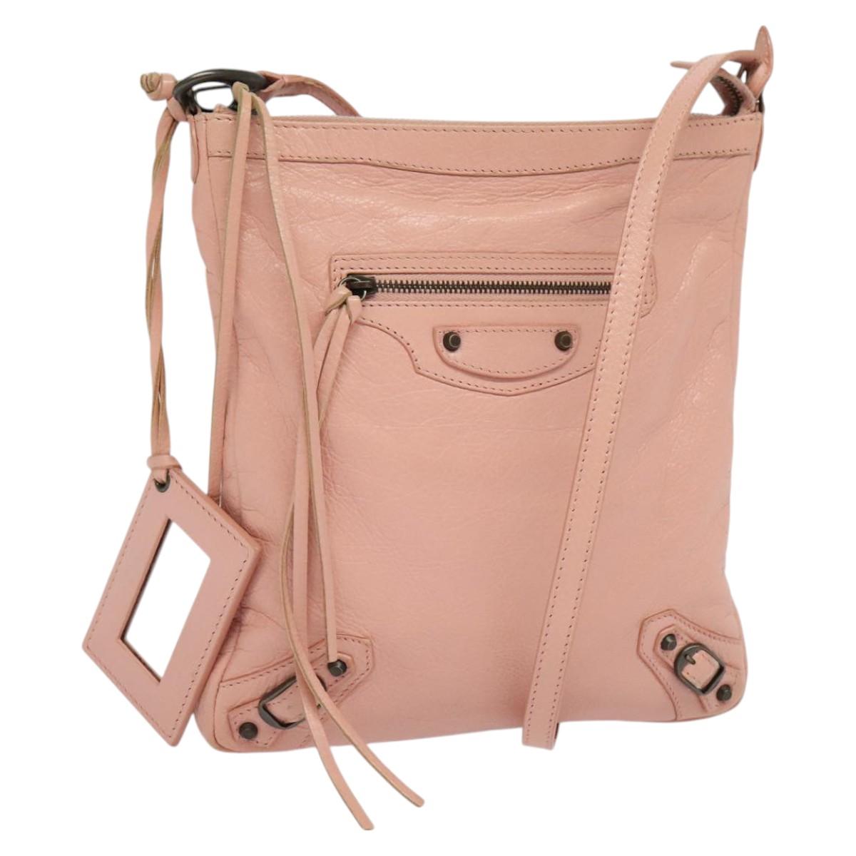 BALENCIAGA Shoulder Bag Leather Pink 310250 Auth hk2257V