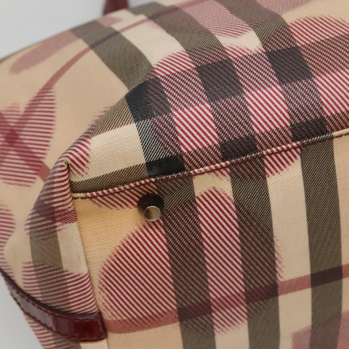 BURBERRY Nova Check Tote Bag PVC Red Silver Auth hk2263