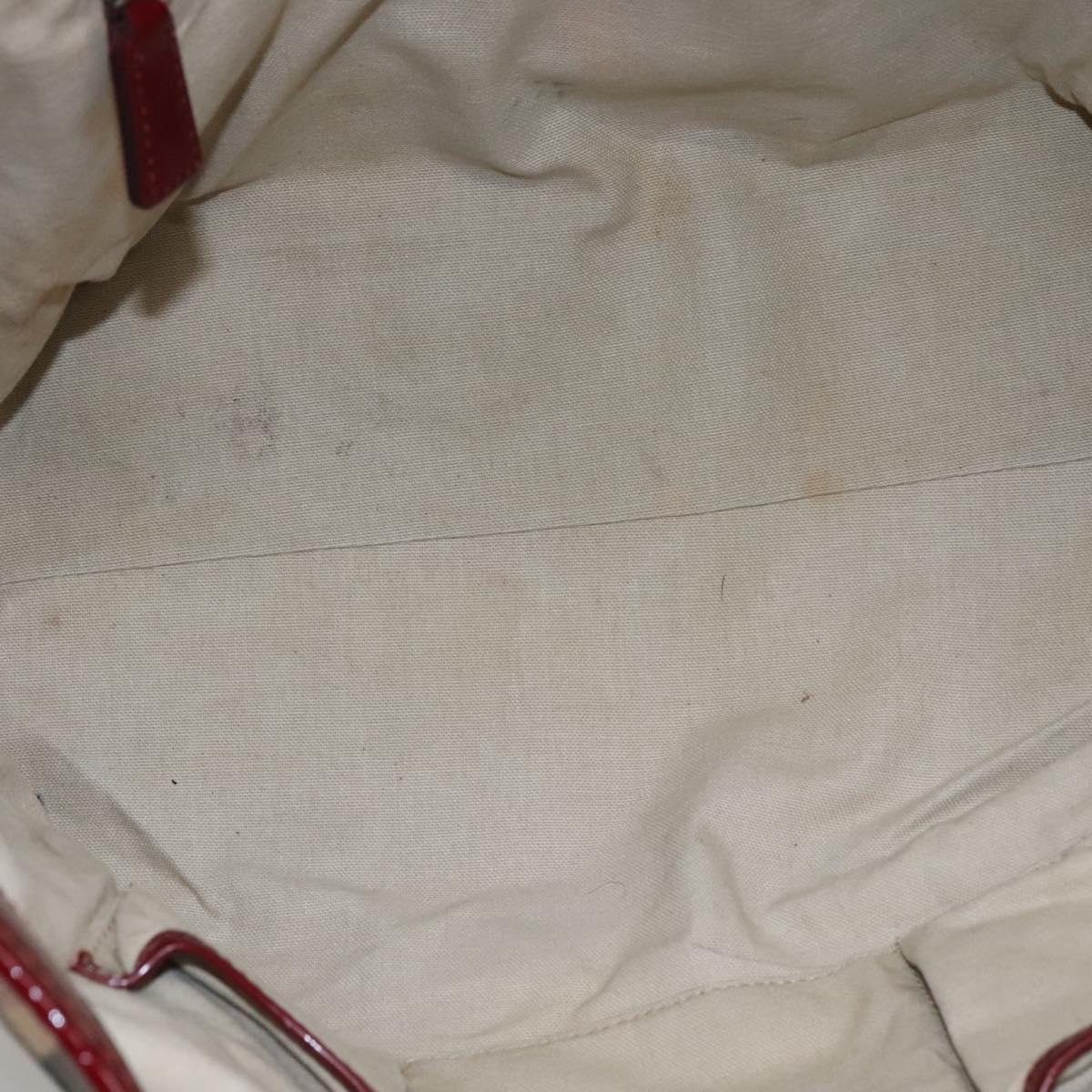 BURBERRY Nova Check Tote Bag PVC Red Silver Auth hk2263