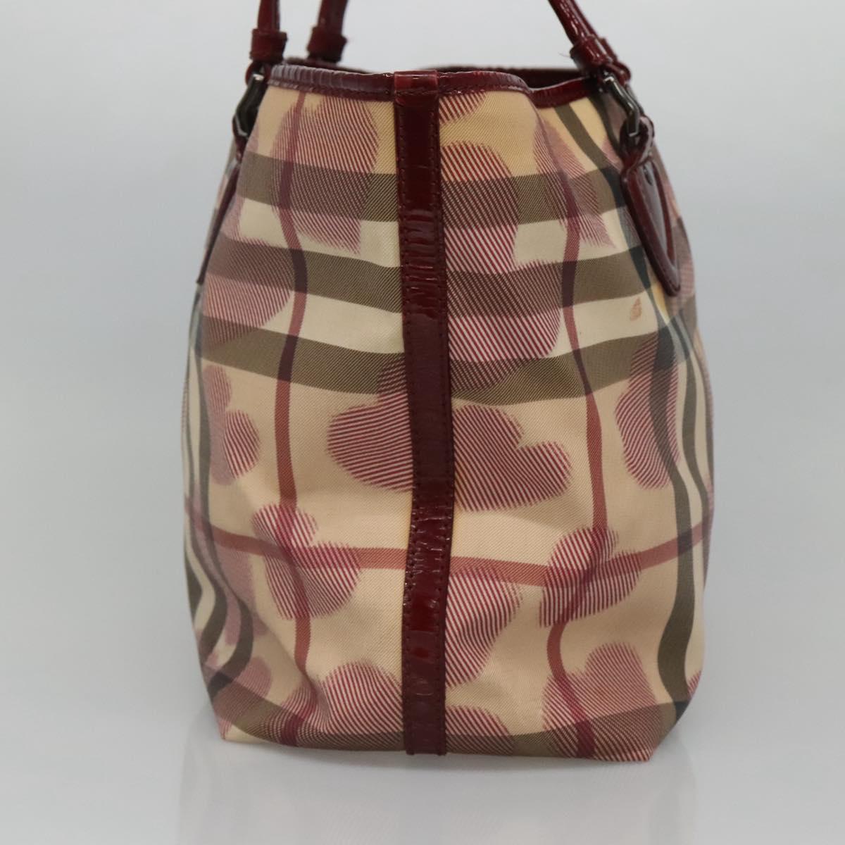 BURBERRY Nova Check Tote Bag PVC Red Silver Auth hk2263