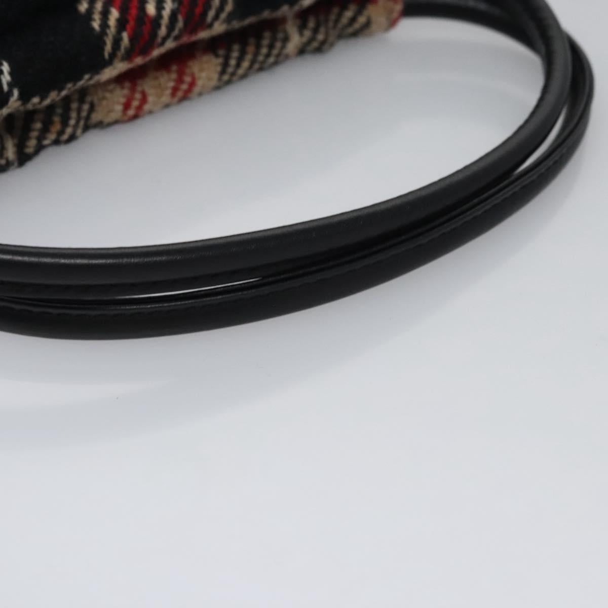 BURBERRY Nova Check Hand Bag Wool Red Black Auth hk2273