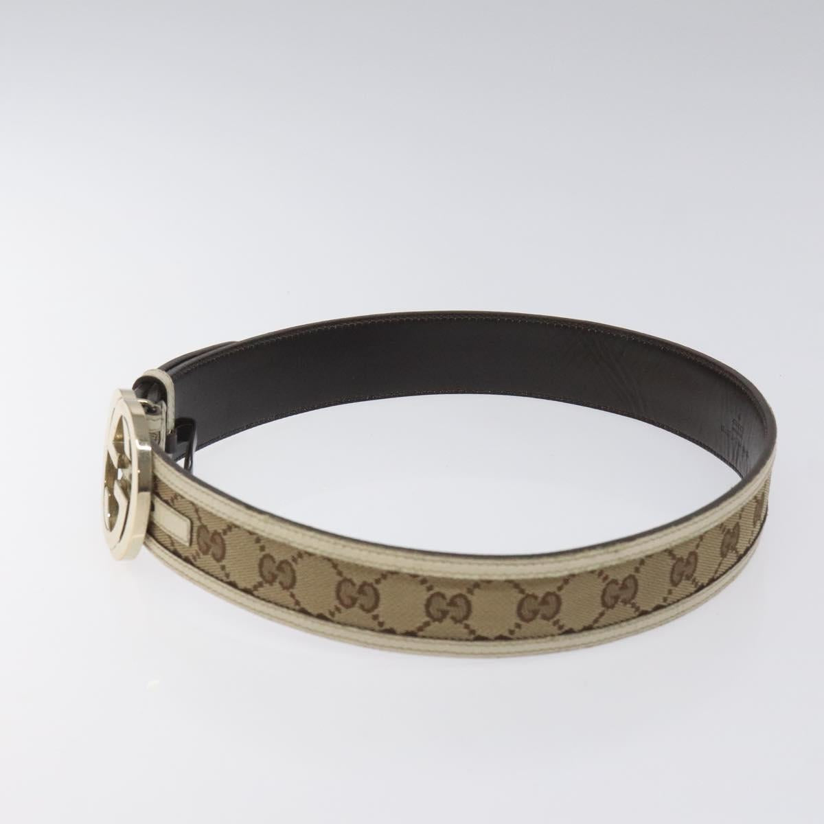 GUCCI GG Canvas Belt 35.4"" Beige 114876 Auth hk2325
