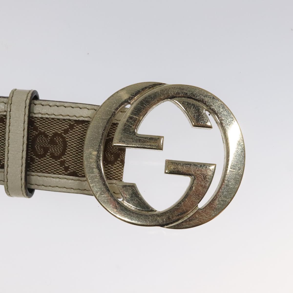GUCCI GG Canvas Belt 35.4"" Beige 114876 Auth hk2325