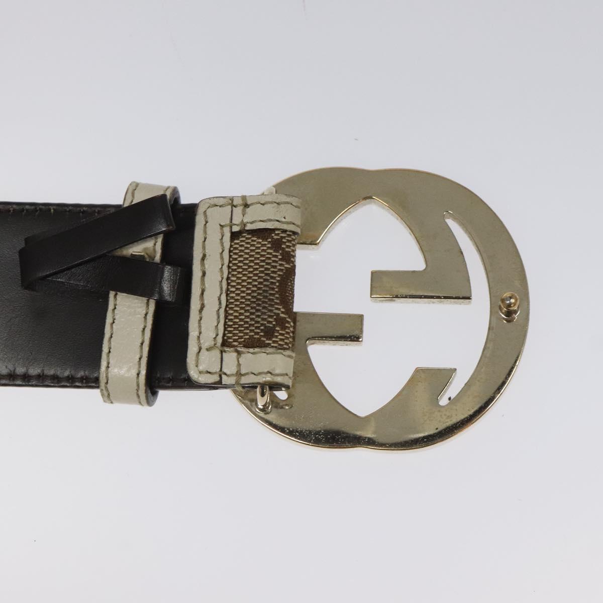 GUCCI GG Canvas Belt 35.4"" Beige 114876 Auth hk2325