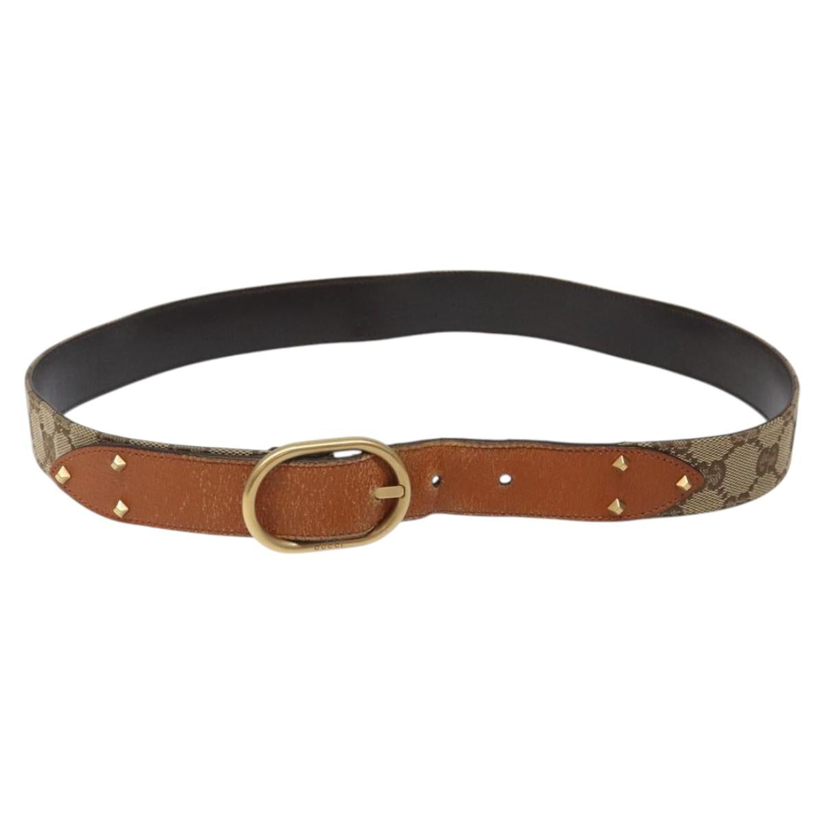 GUCCI GG Canvas Belt 35.8"""" Beige 121290 Auth hk2327