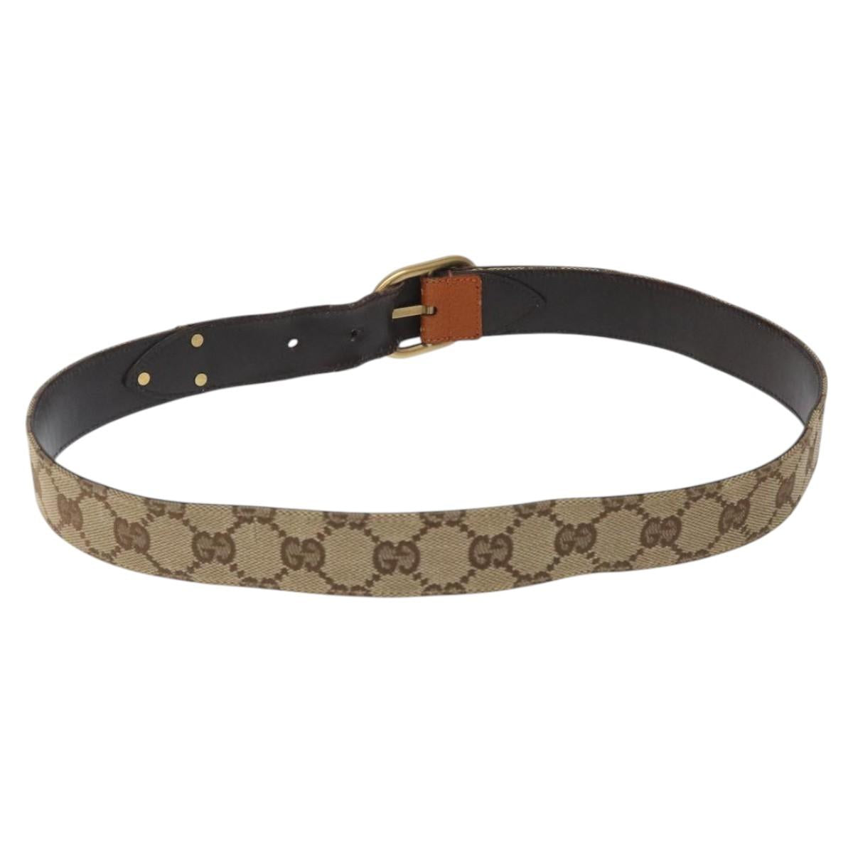GUCCI GG Canvas Belt 35.8"""" Beige 121290 Auth hk2327