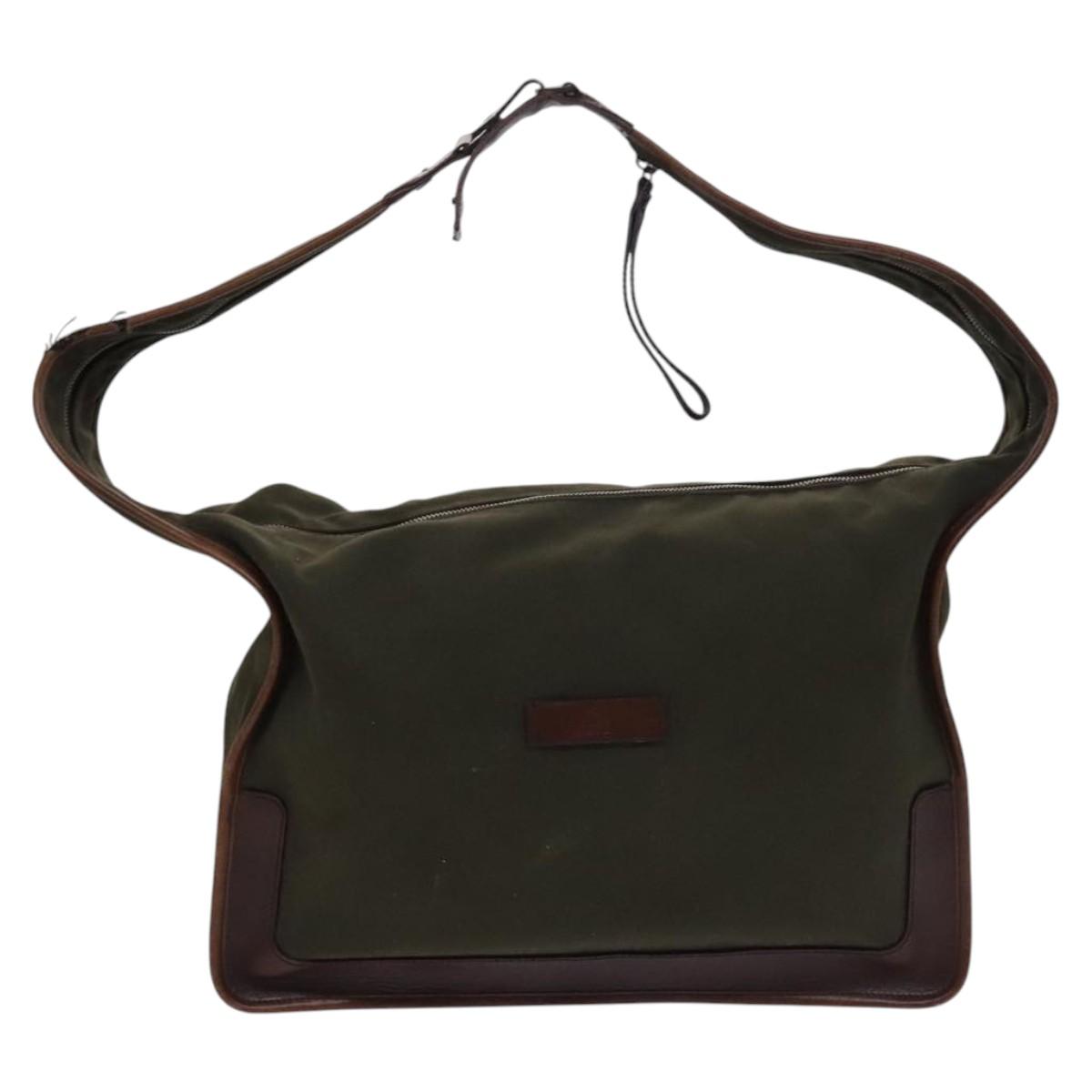 GUCCI Shoulder Bag Canvas Khaki Auth hk2330
