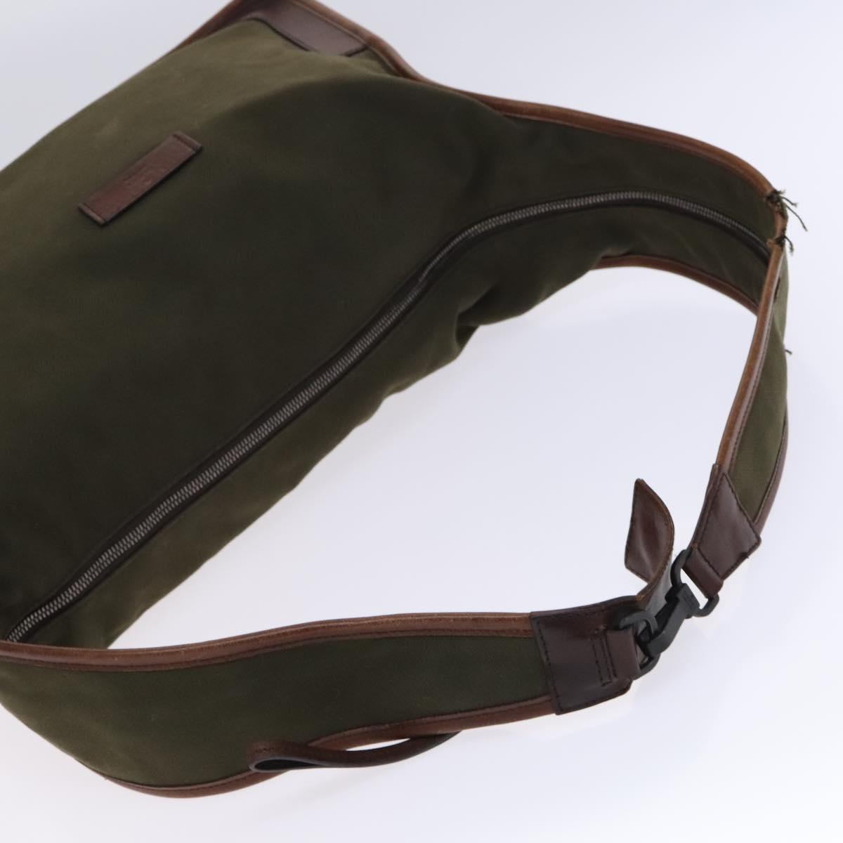 GUCCI Shoulder Bag Canvas Khaki Auth hk2330