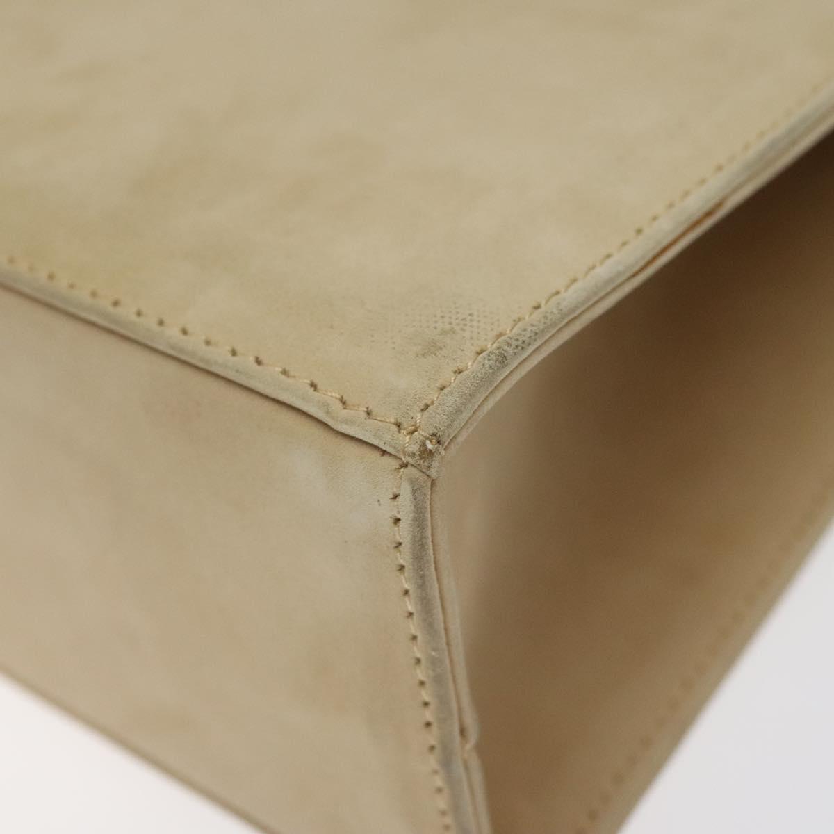 Salvatore Ferragamo Hand Bag Suede Beige Gold Auth hk2342