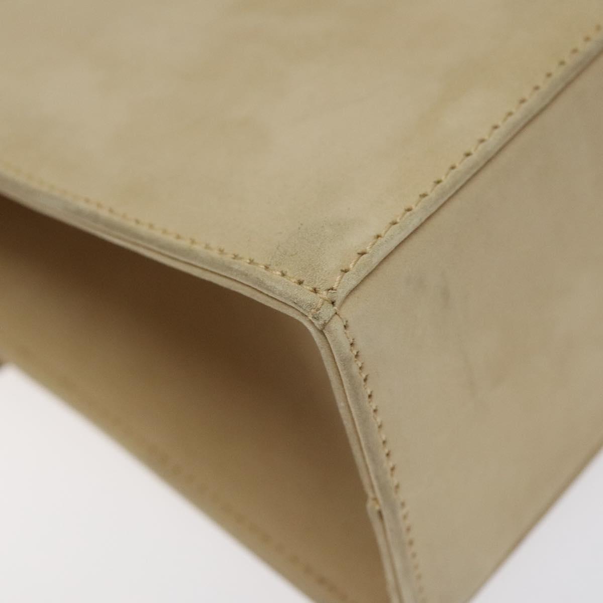 Salvatore Ferragamo Hand Bag Suede Beige Gold Auth hk2342