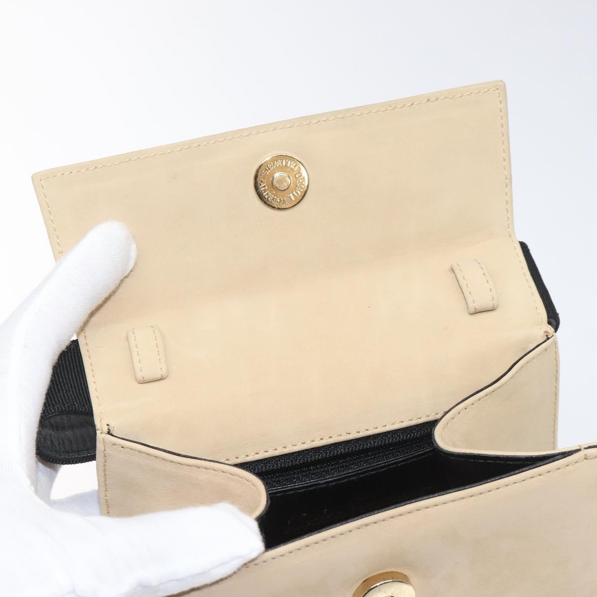 Salvatore Ferragamo Hand Bag Suede Beige Gold Auth hk2342