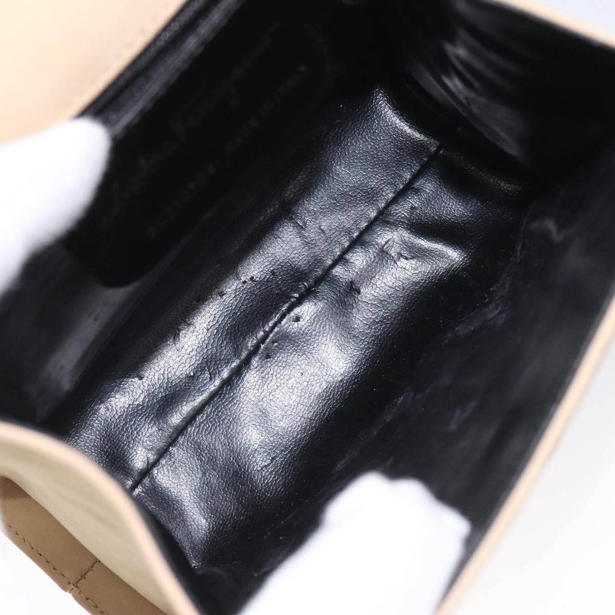 Salvatore Ferragamo Hand Bag Suede Beige Gold Auth hk2342