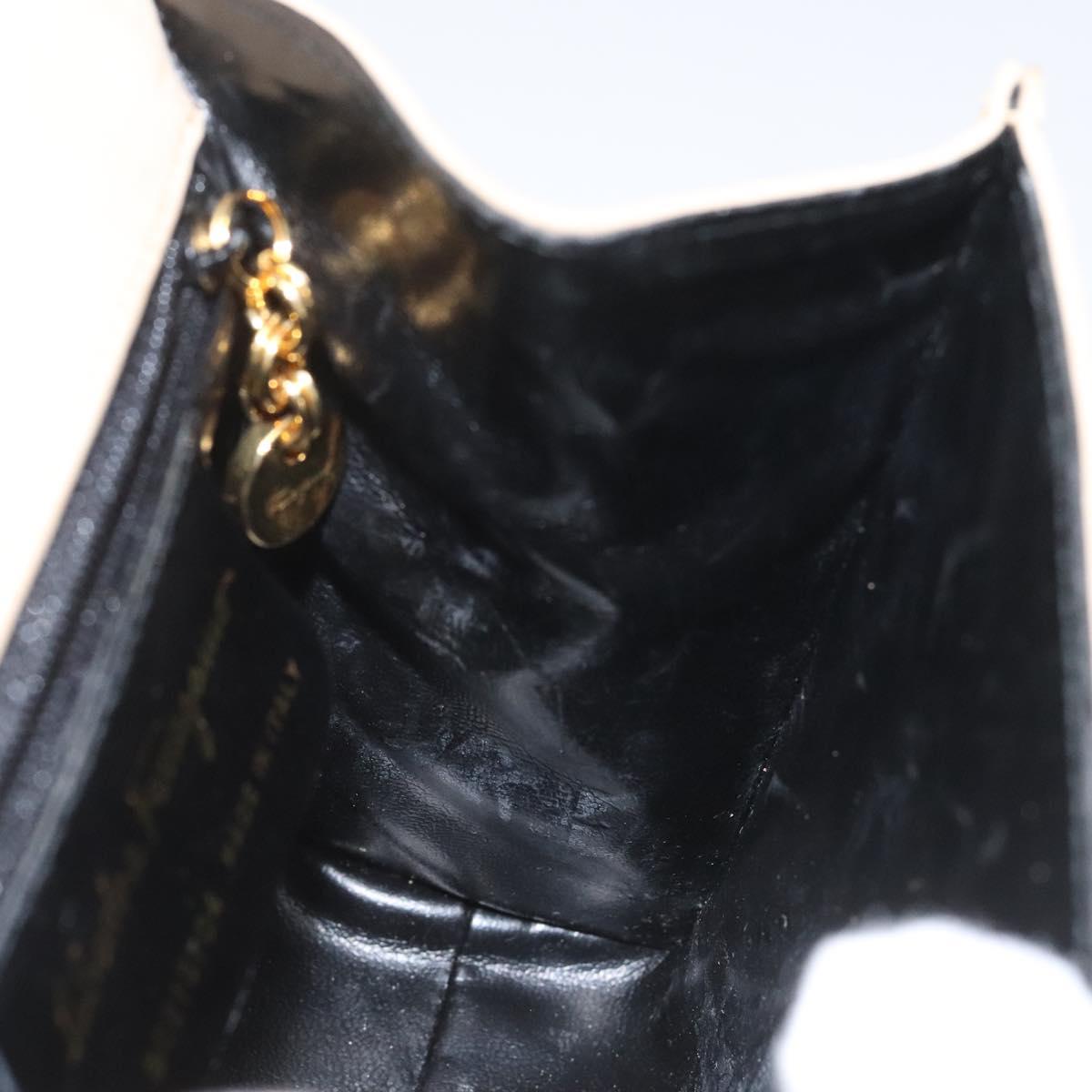 Salvatore Ferragamo Hand Bag Suede Beige Gold Auth hk2342