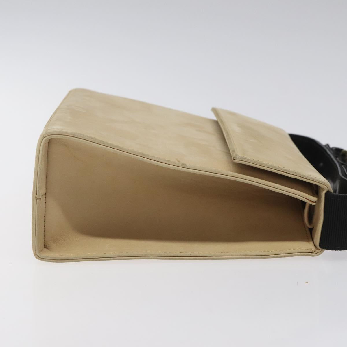 Salvatore Ferragamo Hand Bag Suede Beige Gold Auth hk2342