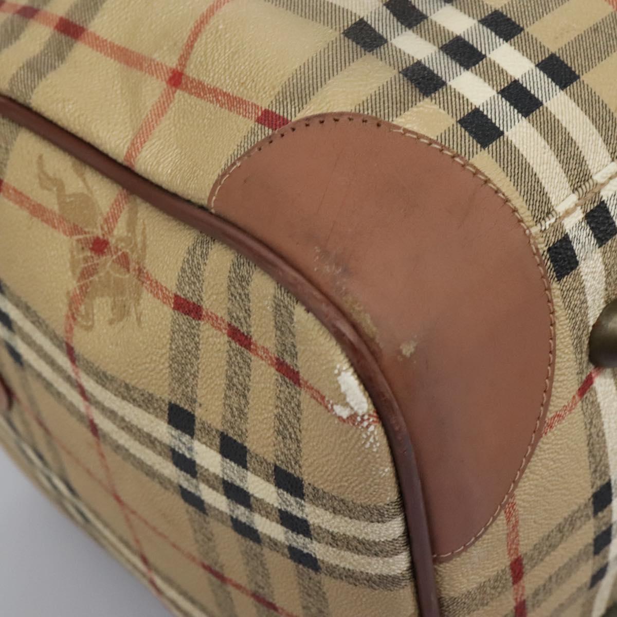 Burberrys Nova Check Boston Bag PVC Beige Auth hk2346