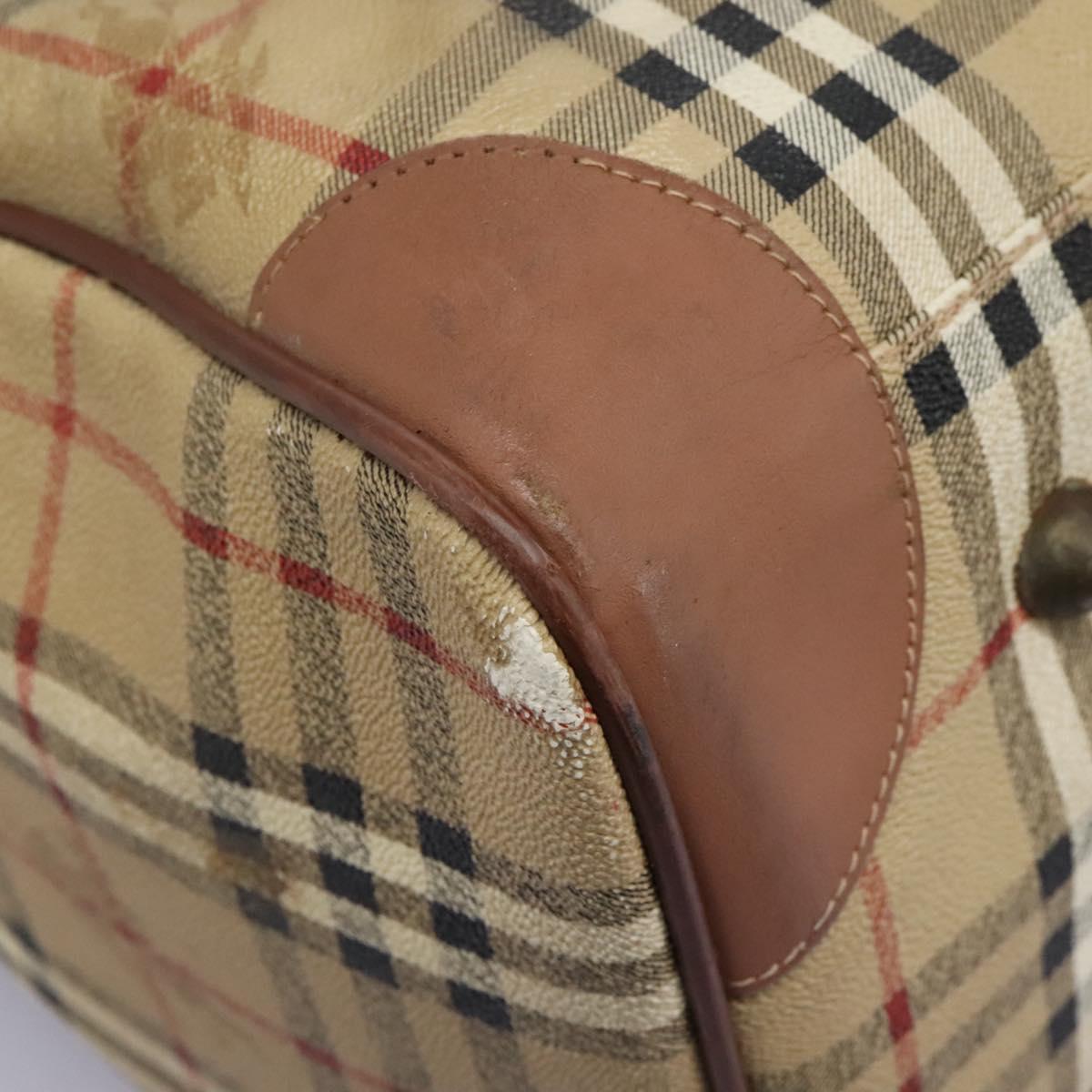 Burberrys Nova Check Boston Bag PVC Beige Auth hk2346