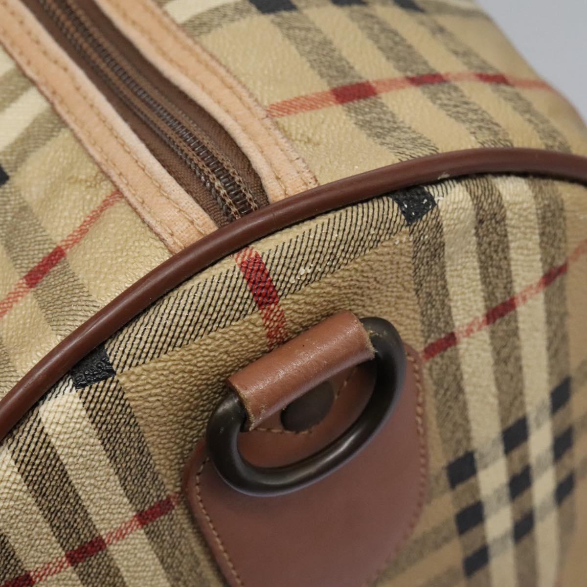 Burberrys Nova Check Boston Bag PVC Beige Auth hk2346