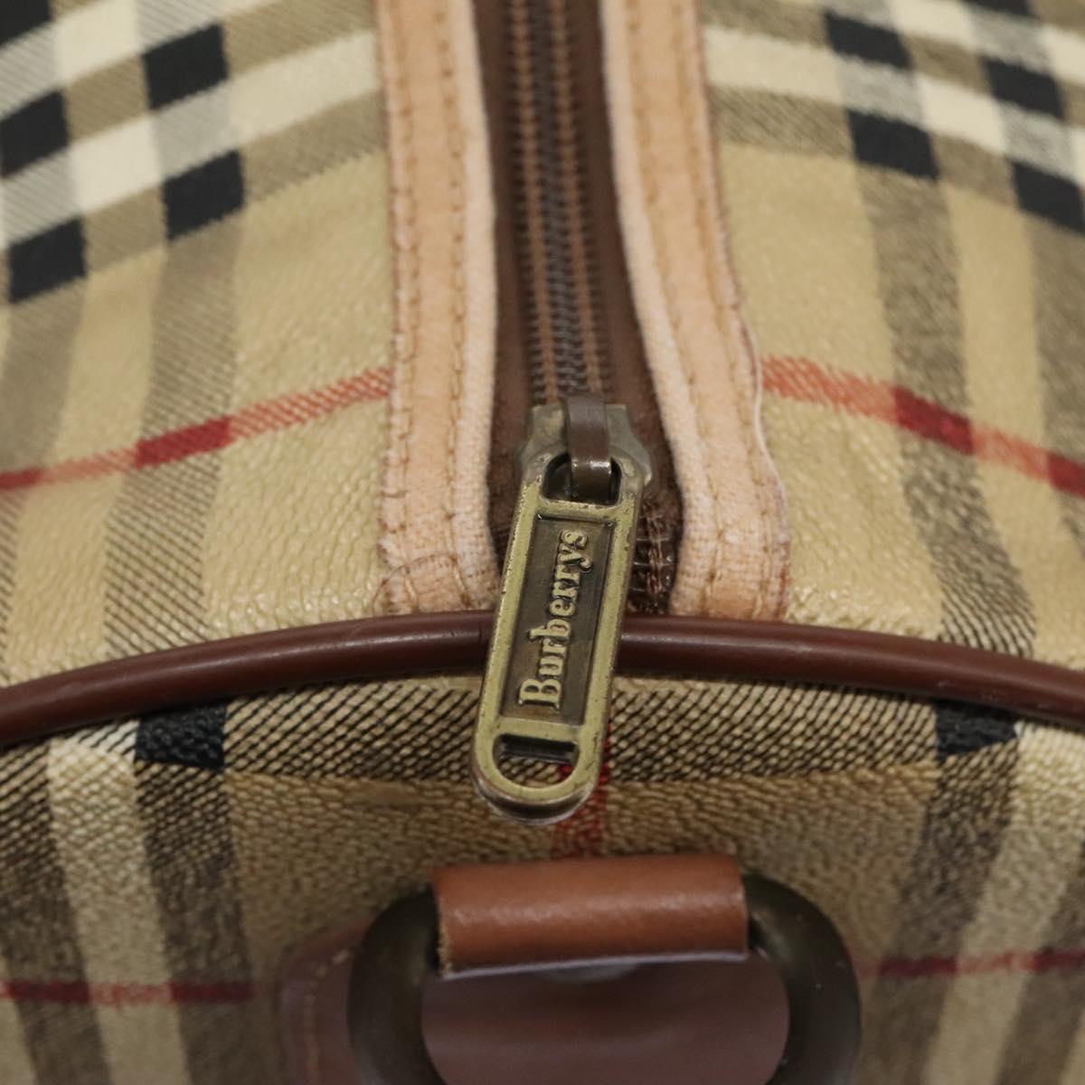 Burberrys Nova Check Boston Bag PVC Beige Auth hk2346