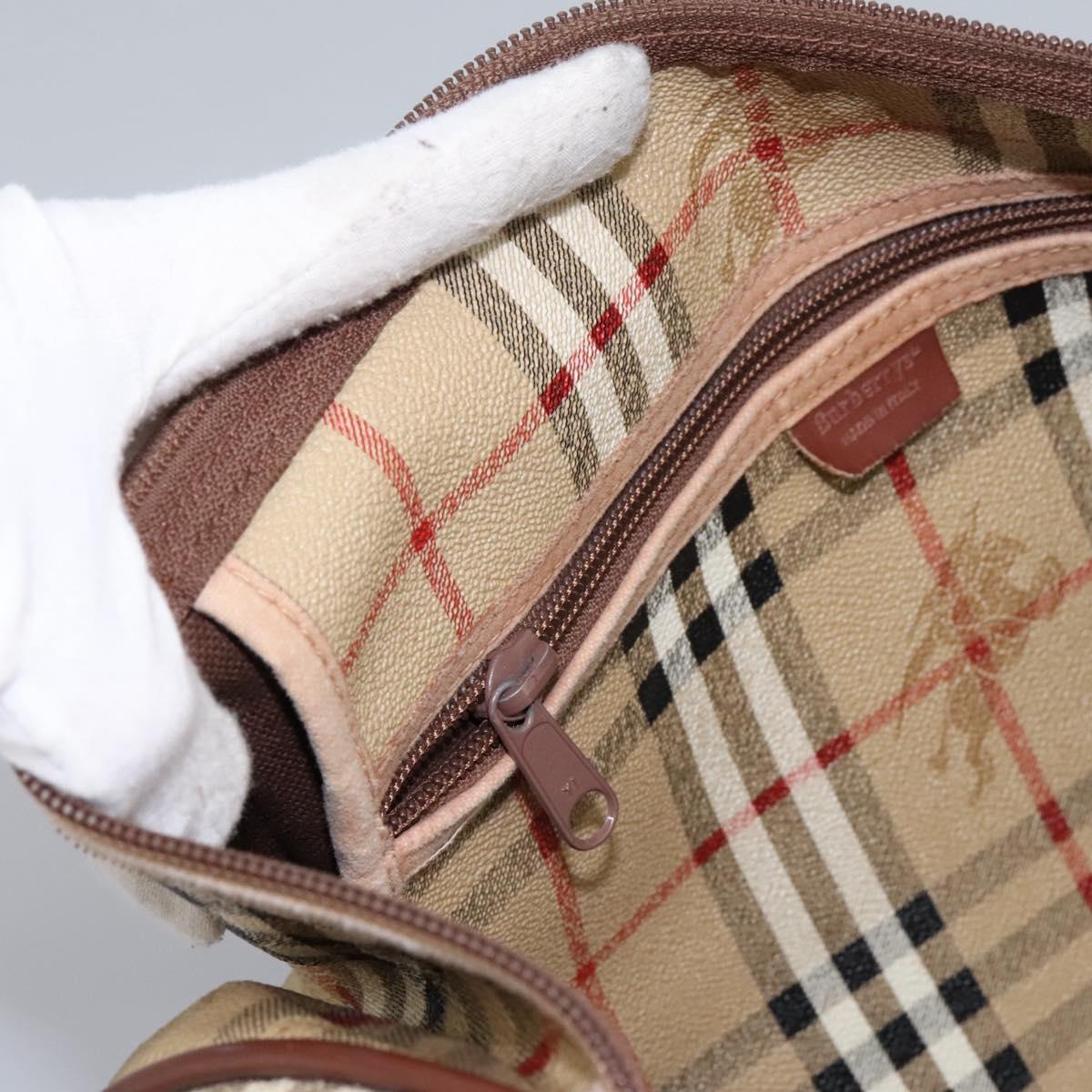 Burberrys Nova Check Boston Bag PVC Beige Auth hk2346