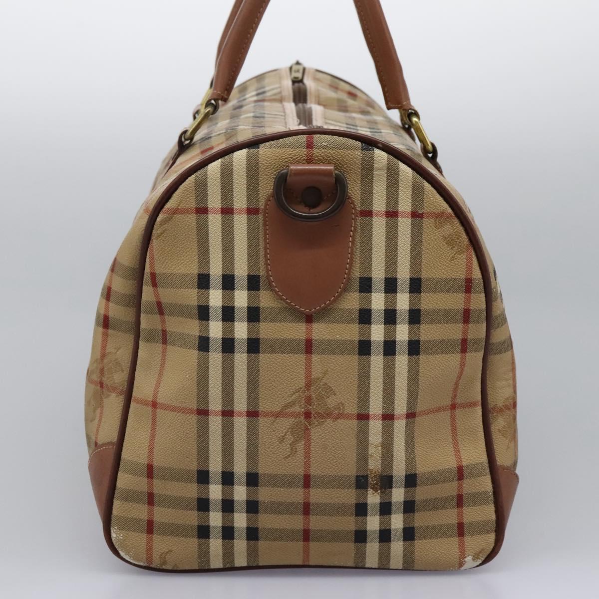 Burberrys Nova Check Boston Bag PVC Beige Auth hk2346