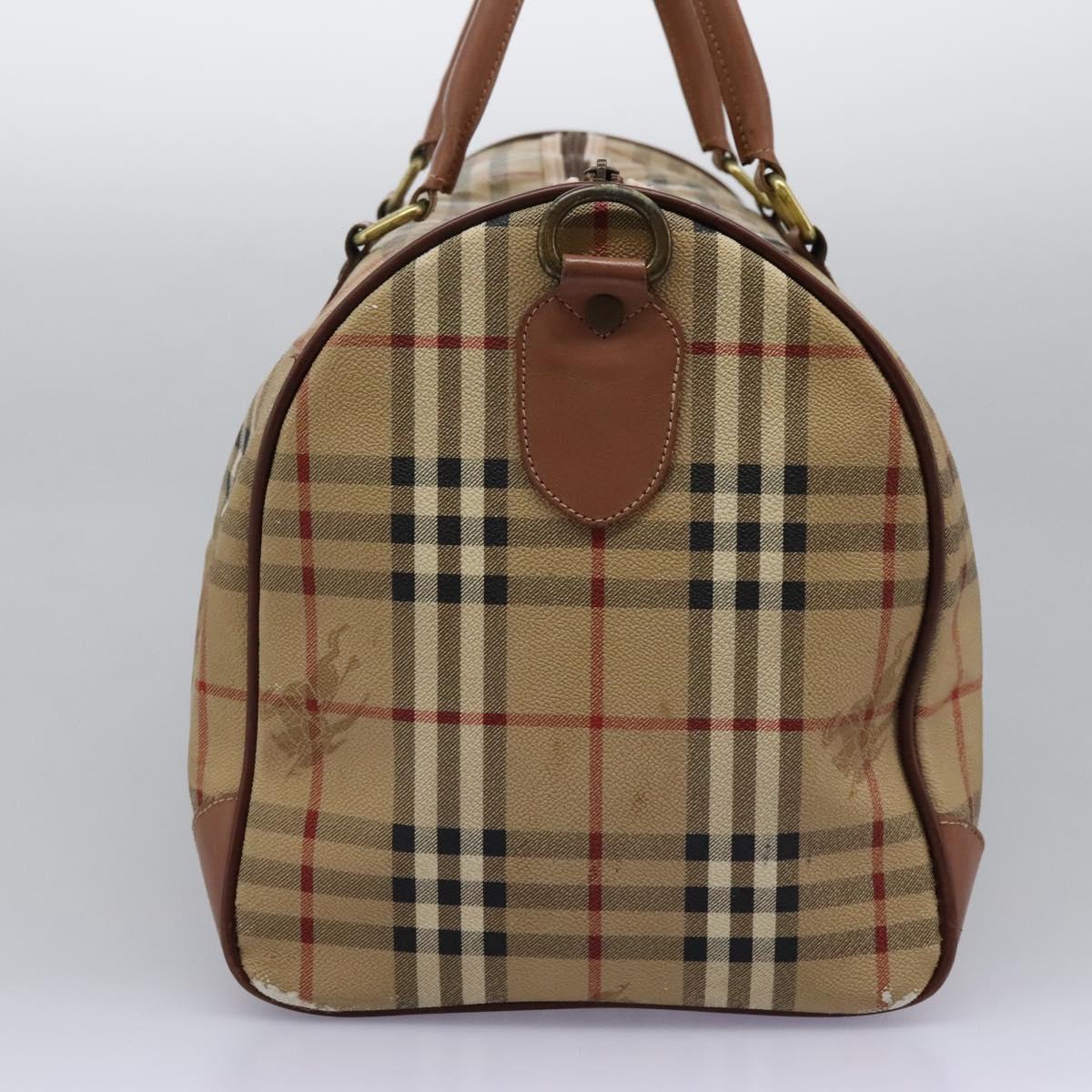 Burberrys Nova Check Boston Bag PVC Beige Auth hk2346