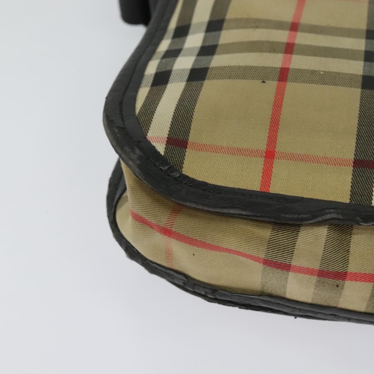 Burberrys Nova Check Shoulder Bag Canvas Leather Beige Black Auth hk2348