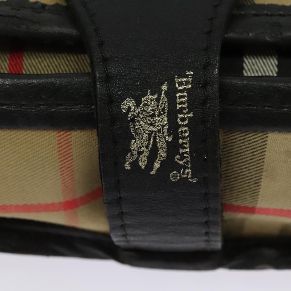 Burberrys Nova Check Shoulder Bag Canvas Leather Beige Black Auth hk2348