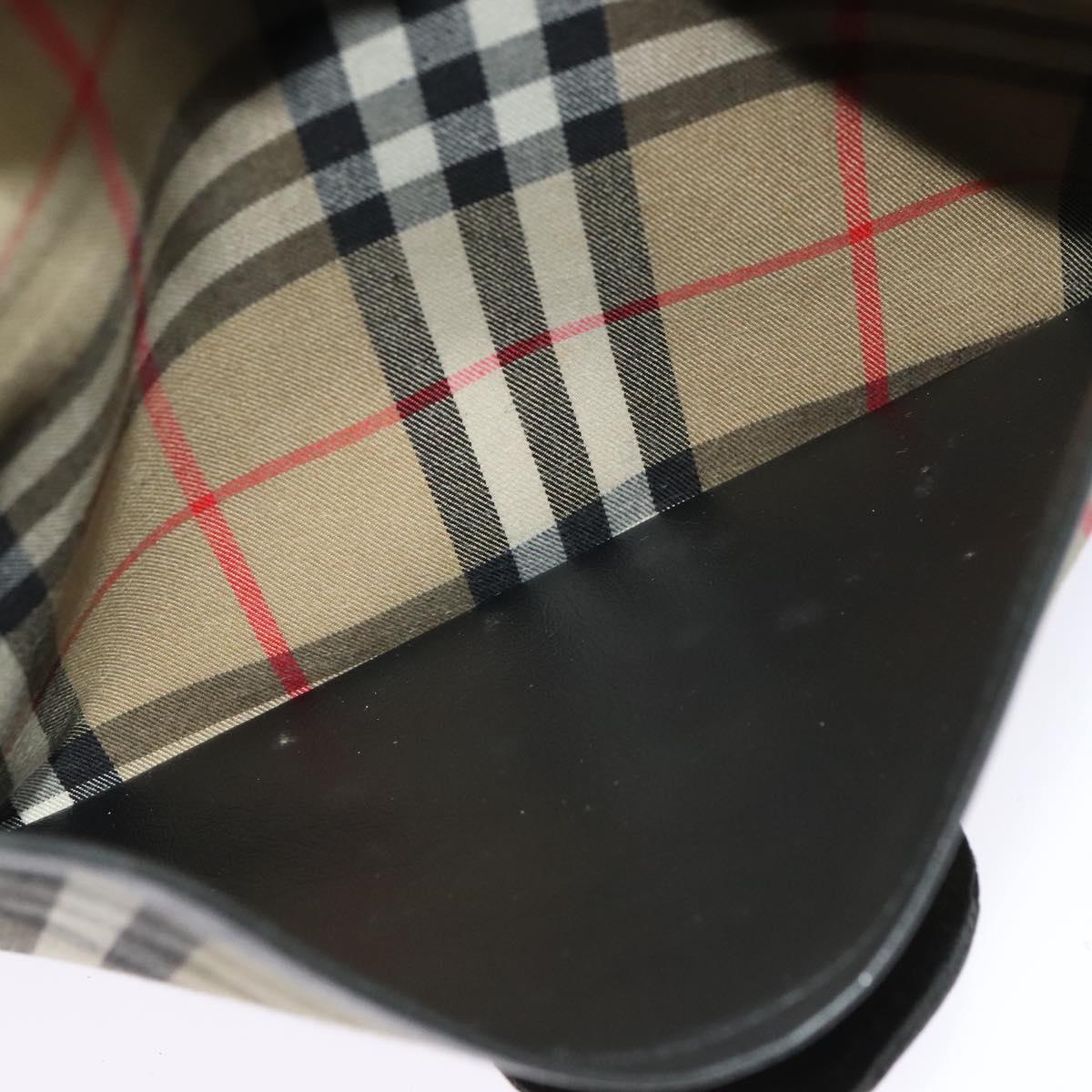 Burberrys Nova Check Shoulder Bag Canvas Leather Beige Black Auth hk2348