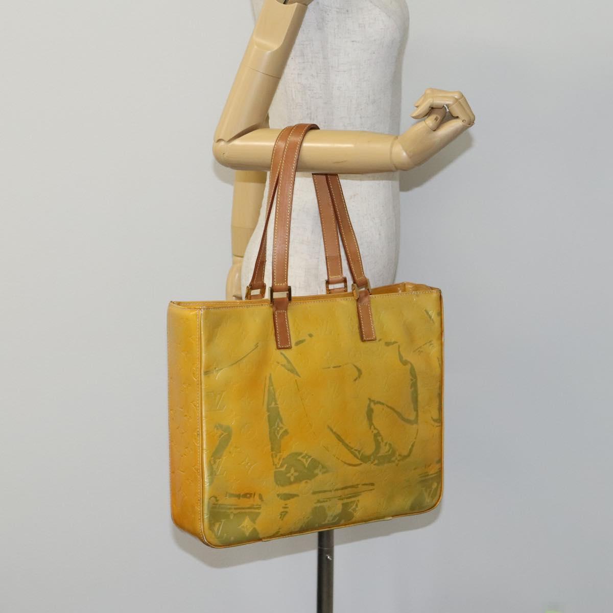 LOUIS VUITTON Monogram Vernis Columbus Tote Bag Gris M91028 LV Auth hk2353