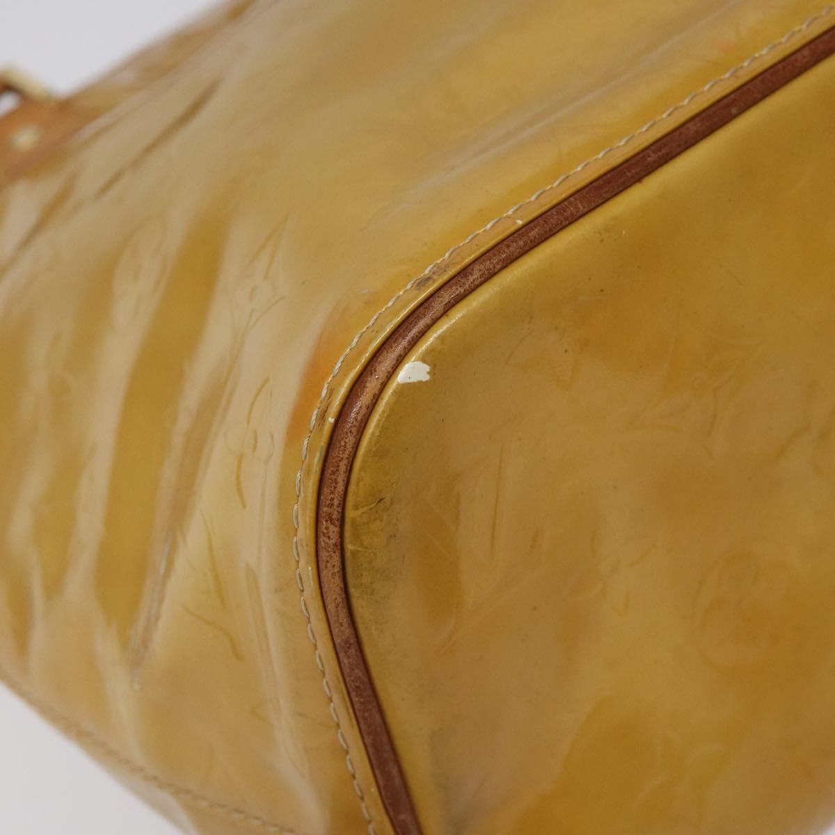 LOUIS VUITTON Monogram Vernis Houston Hand Bag Beige M91004 LV Auth hk2355