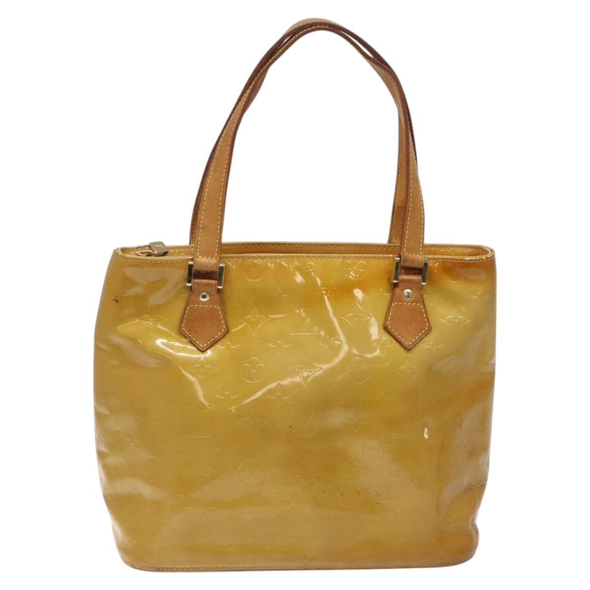 LOUIS VUITTON Monogram Vernis Houston Hand Bag Beige M91004 LV Auth hk2355