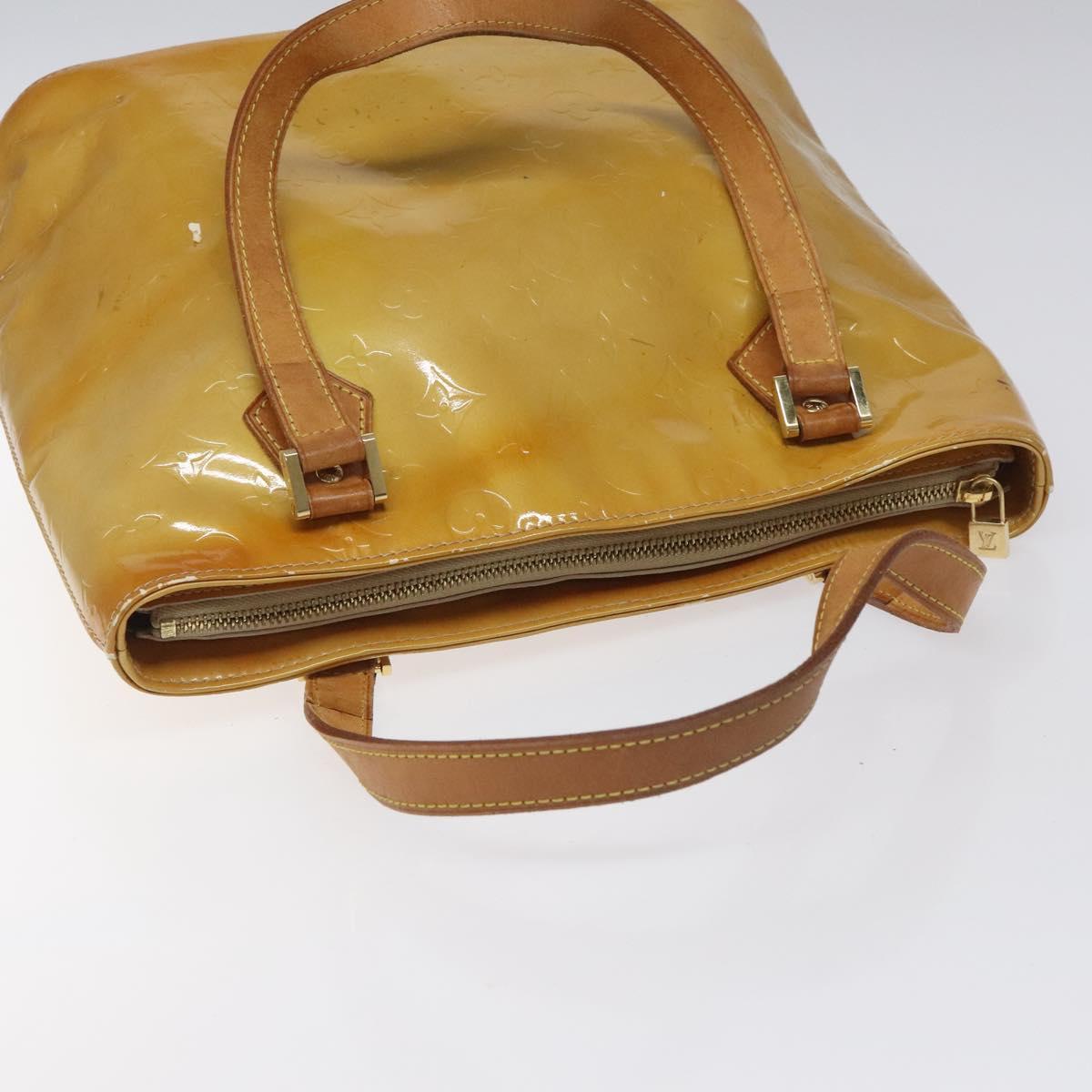 LOUIS VUITTON Monogram Vernis Houston Hand Bag Beige M91004 LV Auth hk2355