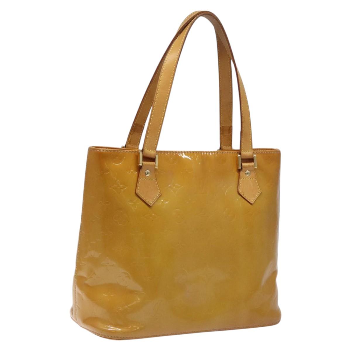 LOUIS VUITTON Monogram Vernis Houston Hand Bag Beige M91004 LV Auth hk2356