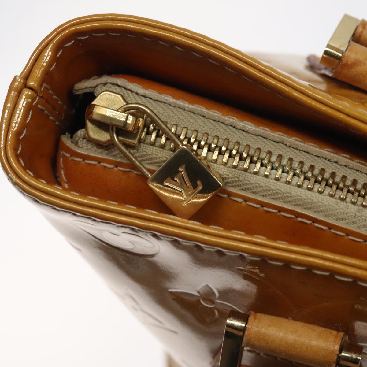 LOUIS VUITTON Monogram Vernis Houston Hand Bag Beige M91004 LV Auth hk2356