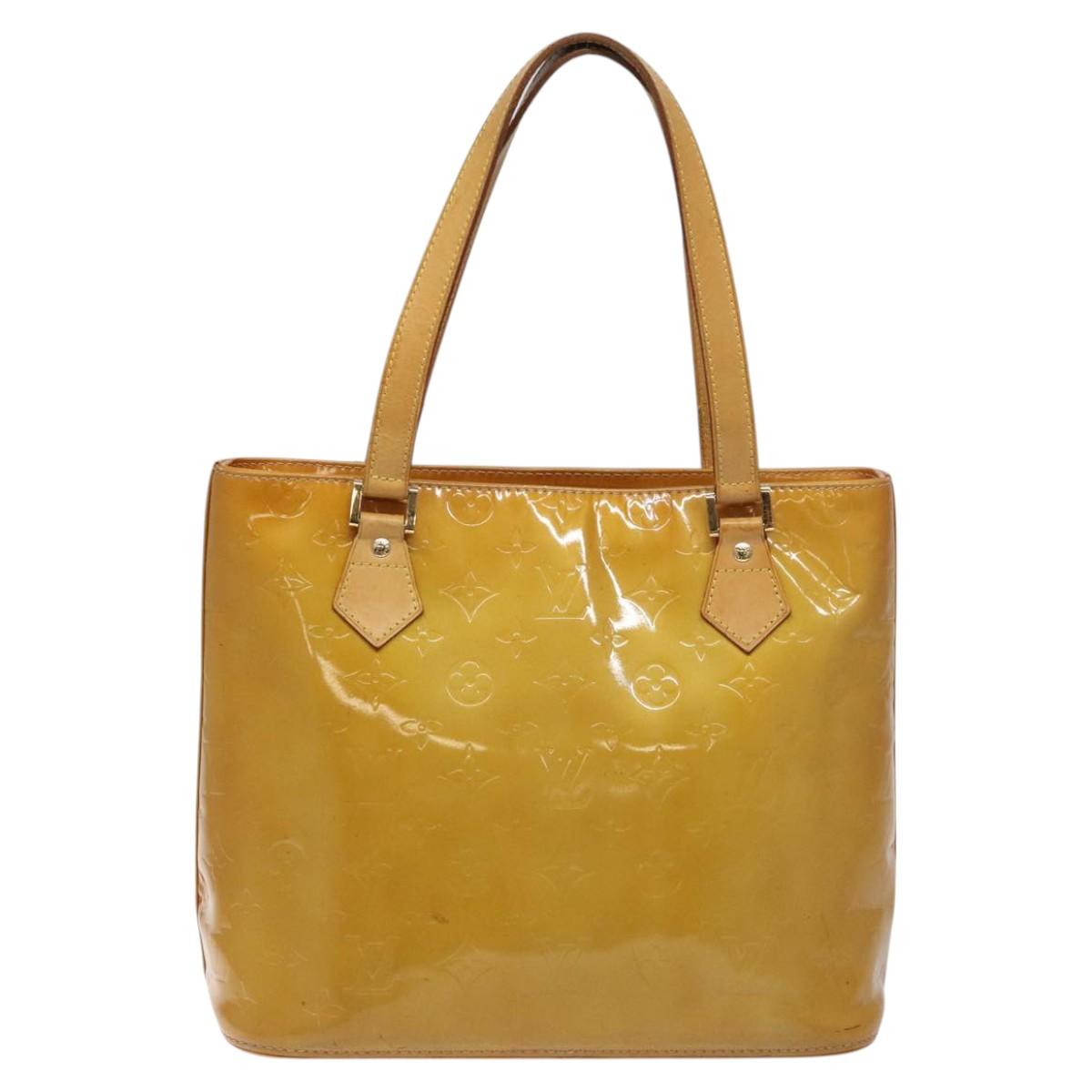 LOUIS VUITTON Monogram Vernis Houston Hand Bag Beige M91004 LV Auth hk2356