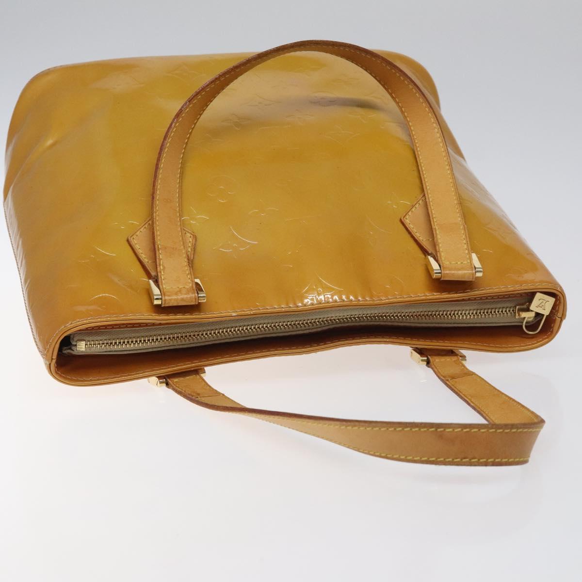 LOUIS VUITTON Monogram Vernis Houston Hand Bag Beige M91004 LV Auth hk2356