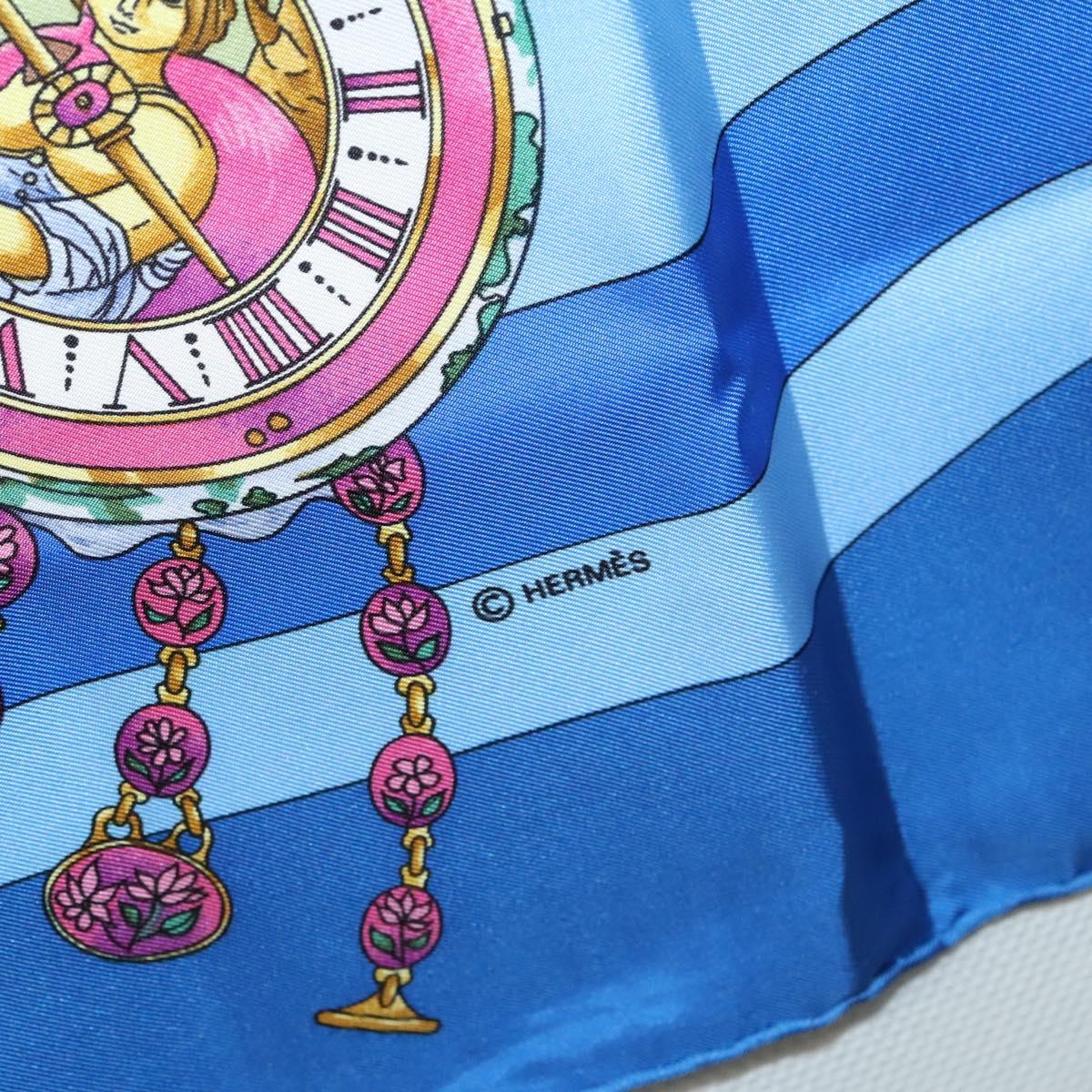 HERMES Carre 90 Scarf ""Parmi les fleurs"" Silk Blue Auth hk2372