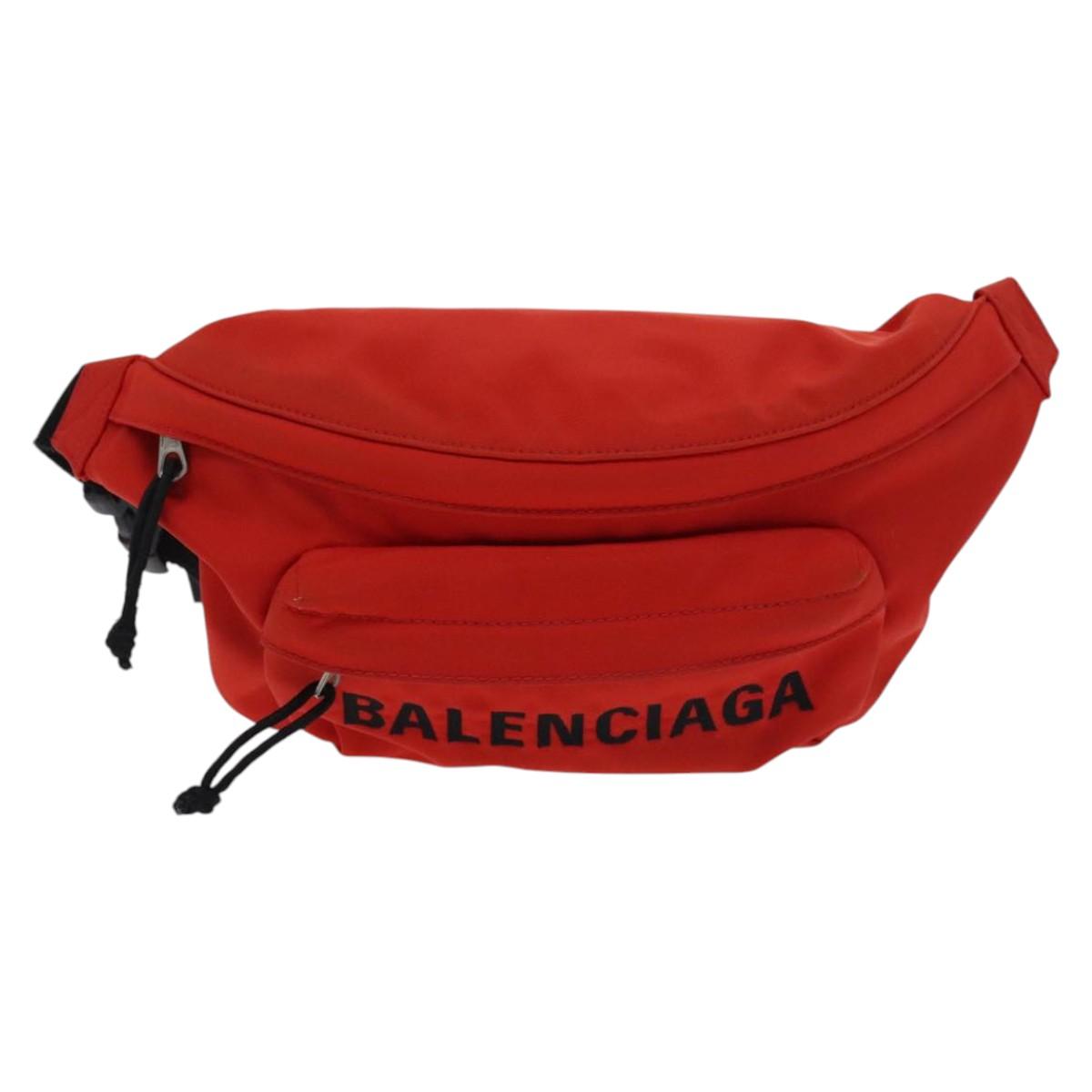 BALENCIAGA Wheel Waist bag Nylon Red 533009 Auth hk2377