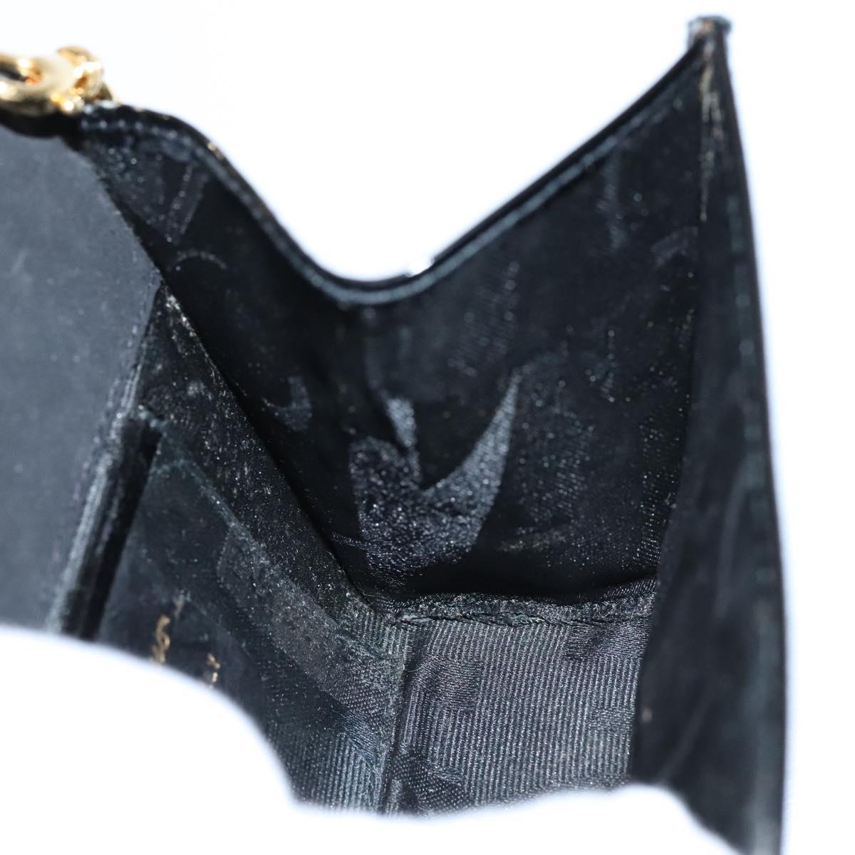 Salvatore Ferragamo Vala Chain Shoulder Bag Enamel Black Gold Auth hk2388