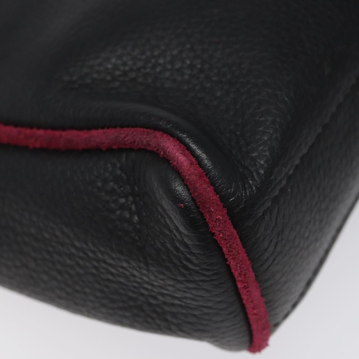 BVLGARI Hand Bag Leather Black Auth hk2396