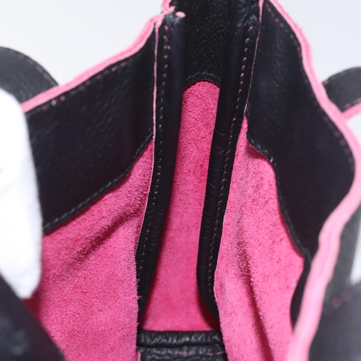 BVLGARI Hand Bag Leather Black Auth hk2396