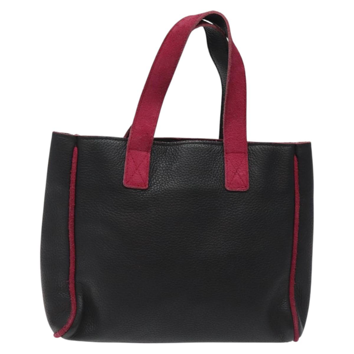 BVLGARI Hand Bag Leather Black Auth hk2396