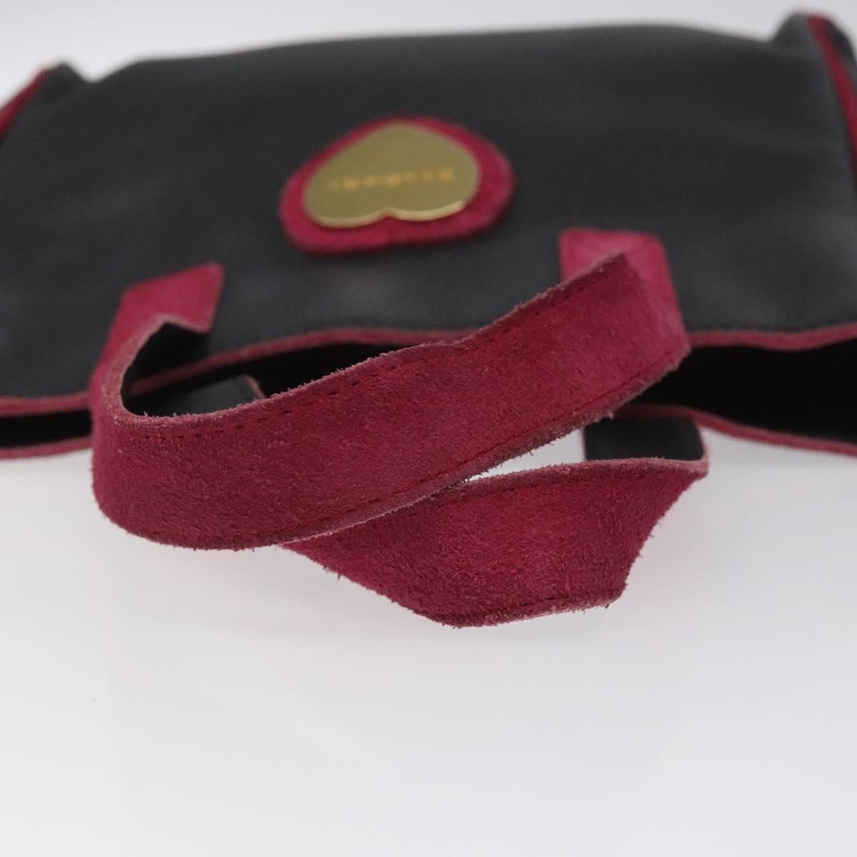 BVLGARI Hand Bag Leather Black Auth hk2396