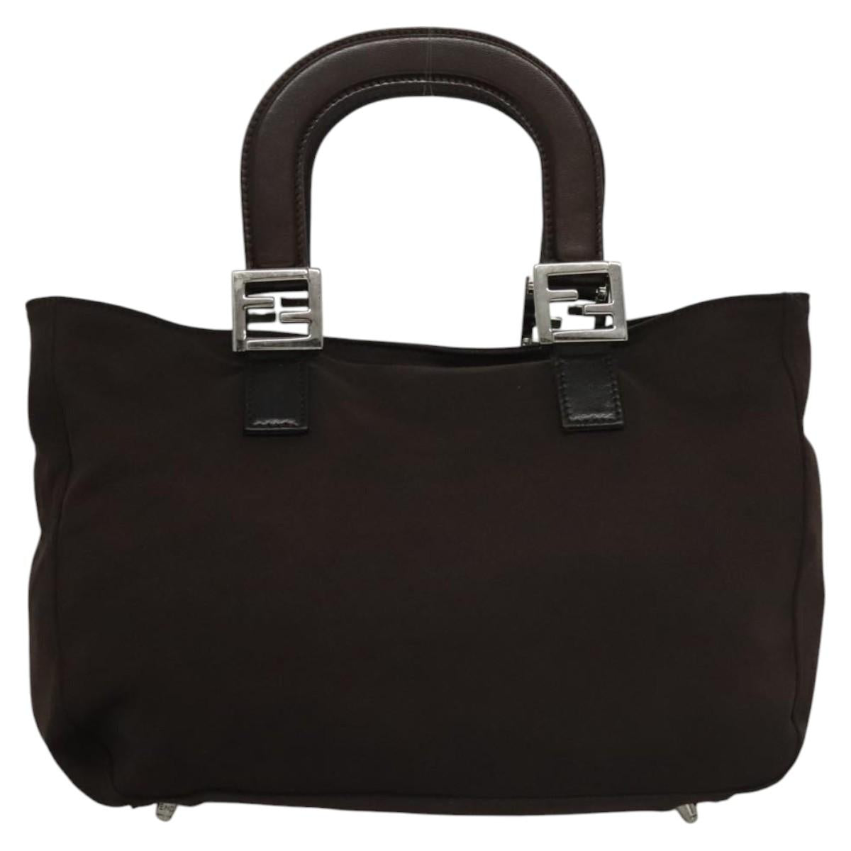 FENDI Hand Bag Nylon Brown Auth hk2402