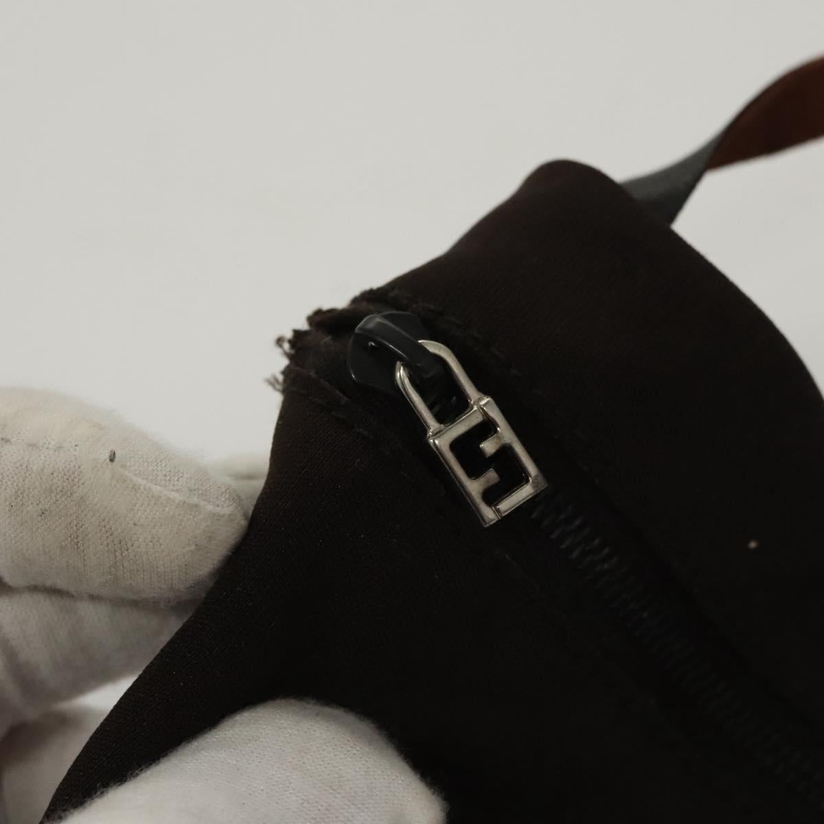 FENDI Hand Bag Nylon Brown Auth hk2402
