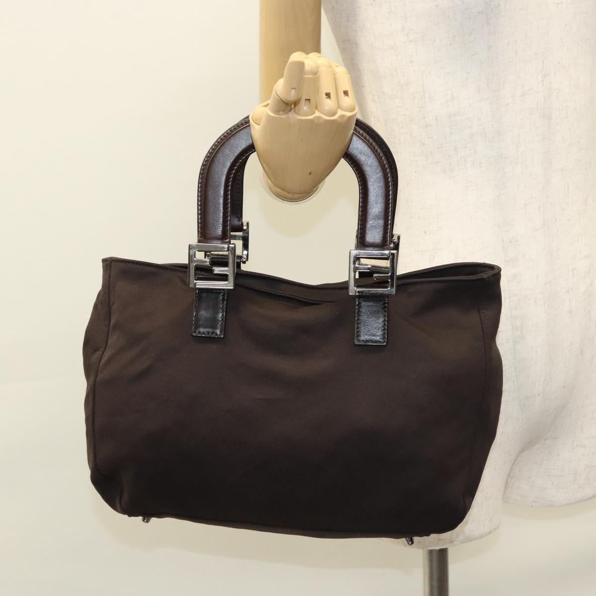 FENDI Hand Bag Nylon Brown Auth hk2402