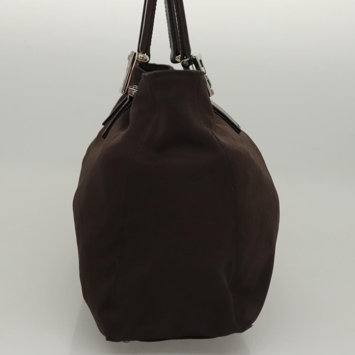 FENDI Hand Bag Nylon Brown Auth hk2402
