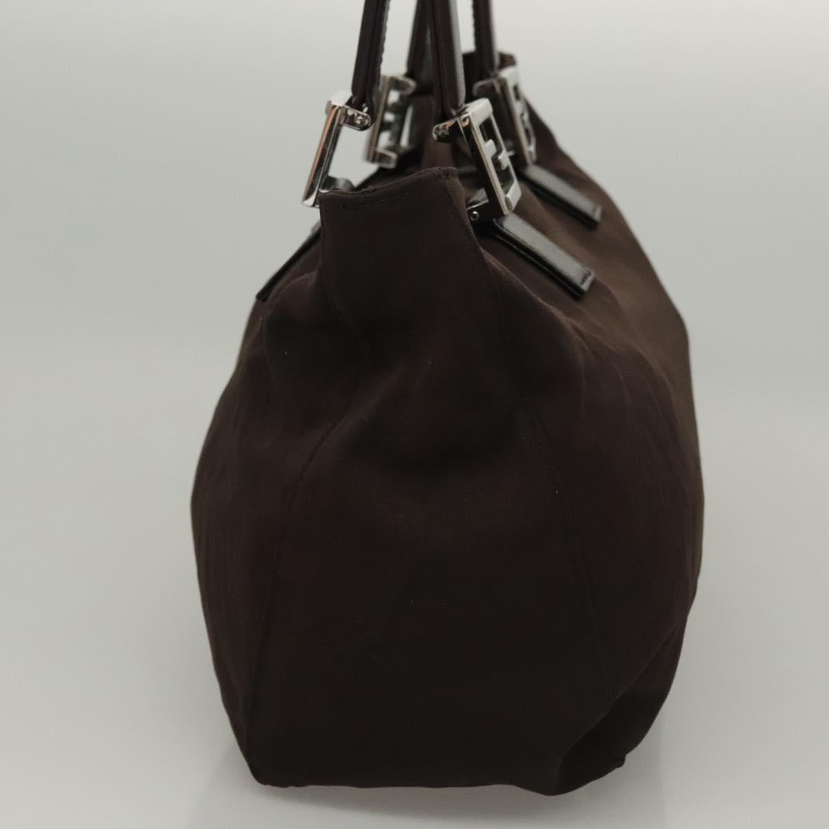 FENDI Hand Bag Nylon Brown Auth hk2402