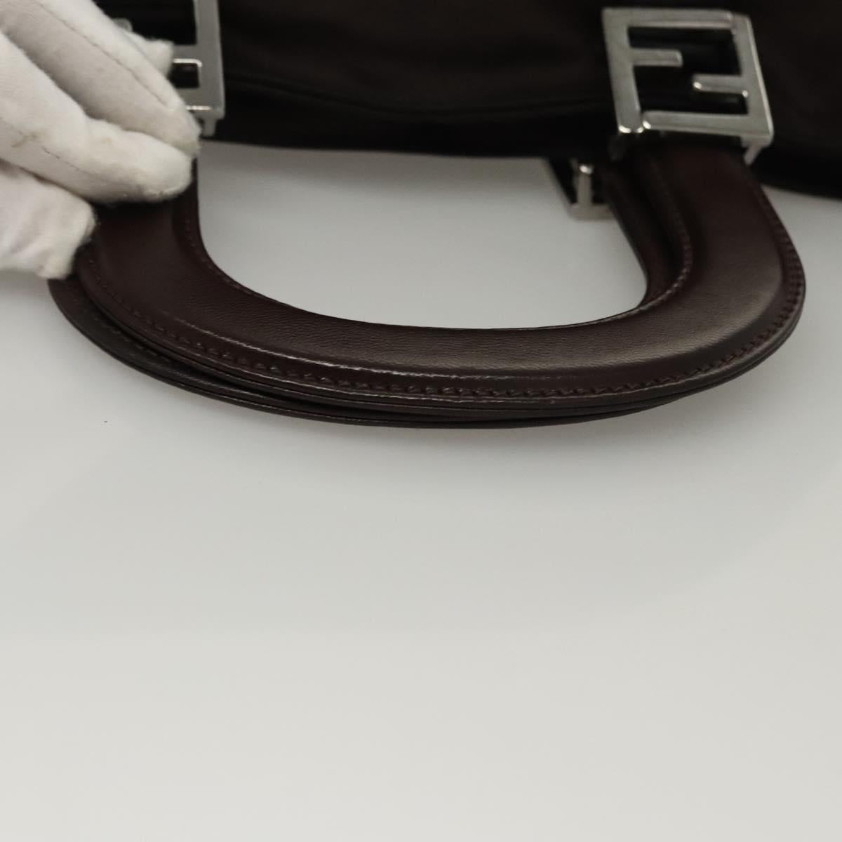 FENDI Hand Bag Nylon Brown Auth hk2402